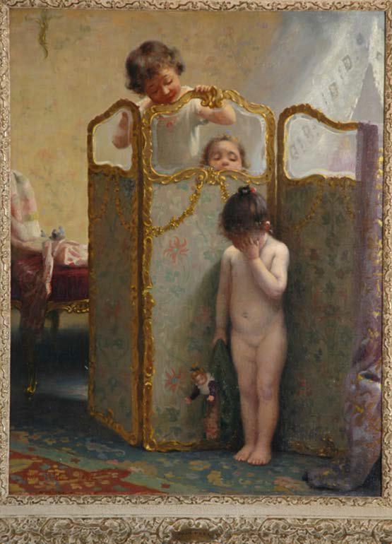 turgay_son's tweet photo. Tevfik Fikret, Çocuklar ve örnek alınan eser Paul Peel, Banyodan Önce / Utanç İçinde (1892) https://t.co/bIUsAkv0ki
