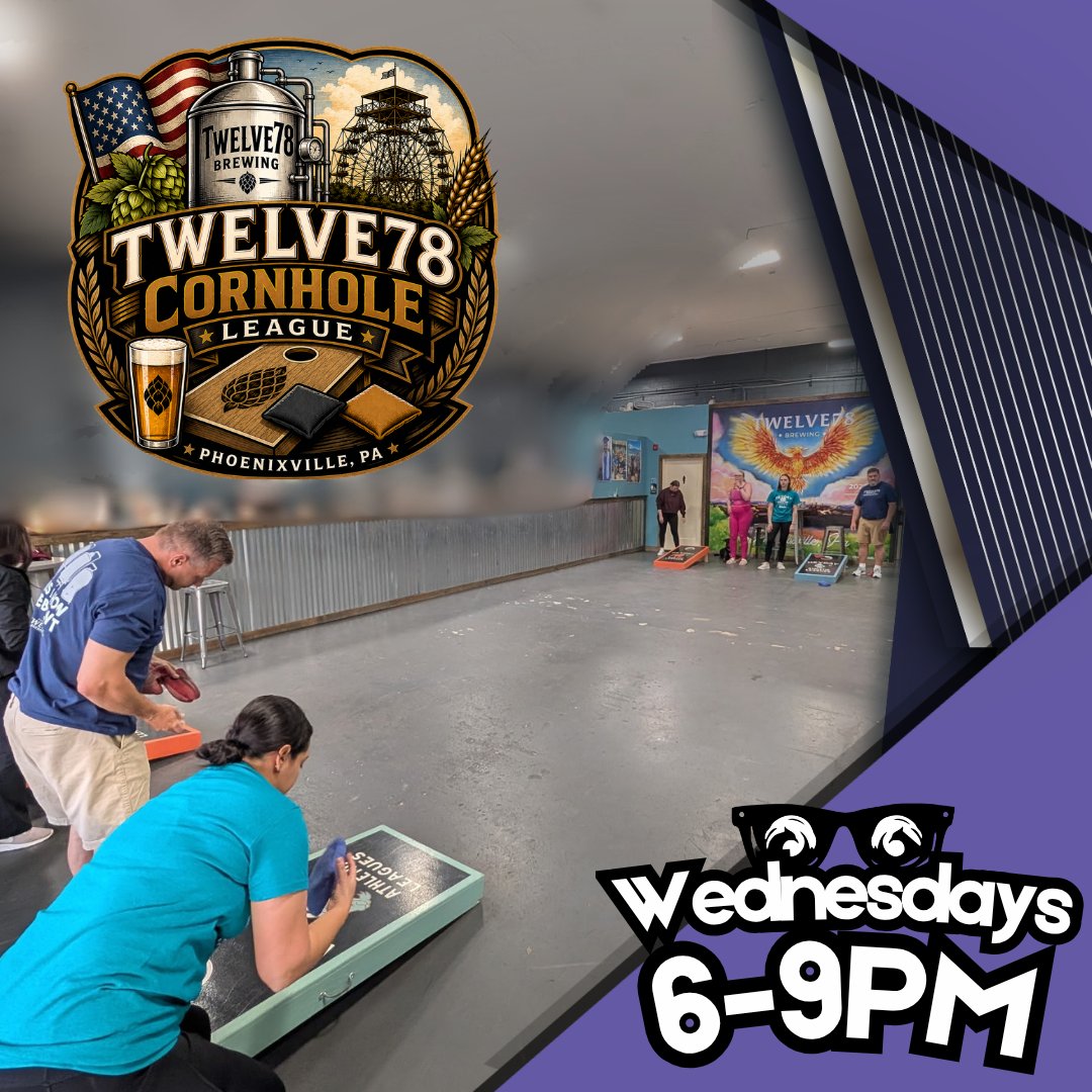 Twelve78BrewCo's tweet photo. π― SUMMER CORNHOLE LEAGUE at Twelve78 Brewing Co! π―
π² Sign up here:
https://t.co/GWLz0JiUtB
Good Friends. Great Beer. Unforgettable Nights.
#Twelve78Brewing #PhoenixvillePA #CornholeLeague #HeydayAthletic #CornholeLife #MidweekFun #DrinkLocal https://t.co/rDbTXYzaWE
