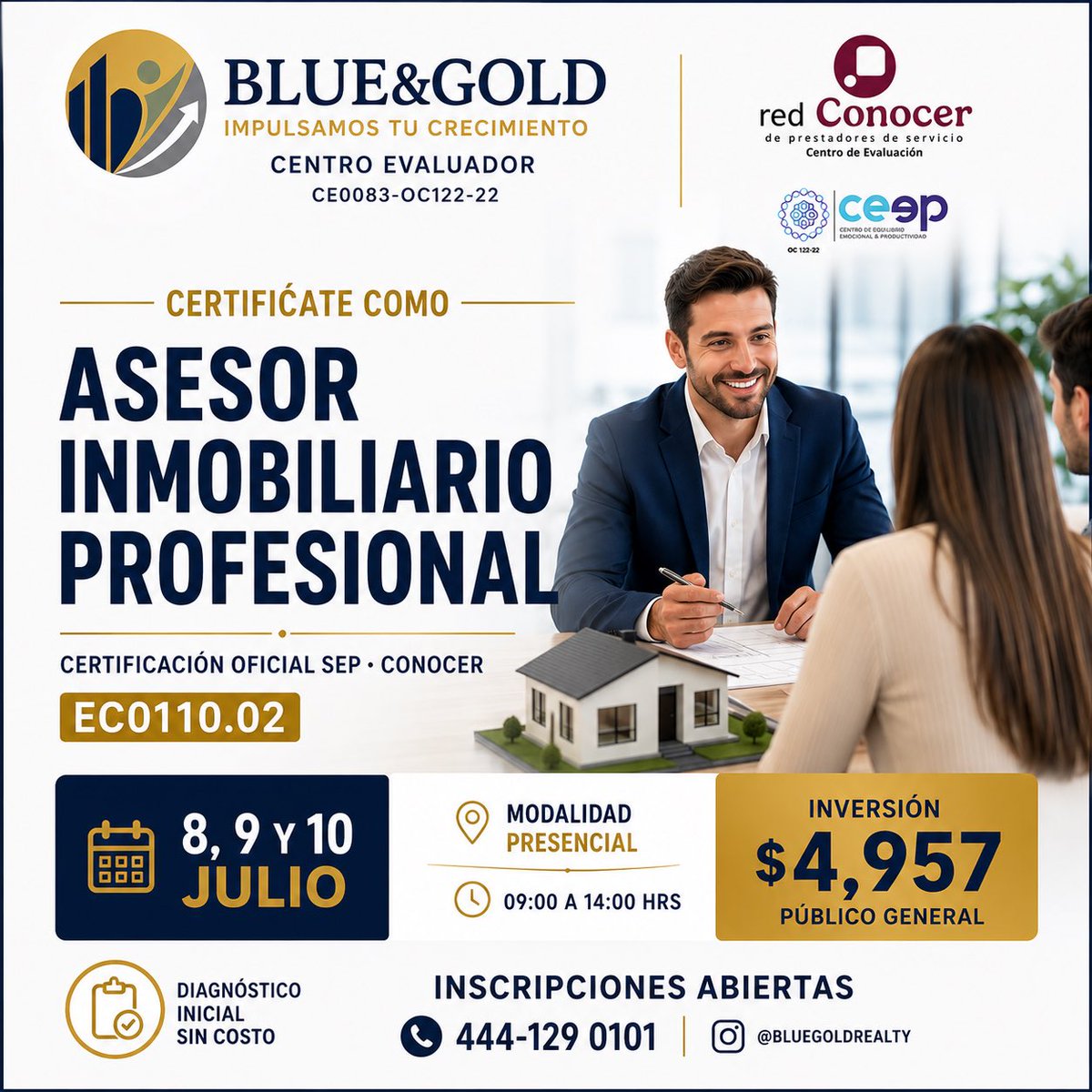 BlueGoldRealty's tweet photo. Programa de Certificación para asesores inmobiliarios presencial en San Luis Potosí informes 4441290101 https://t.co/wW6WRvCvlR