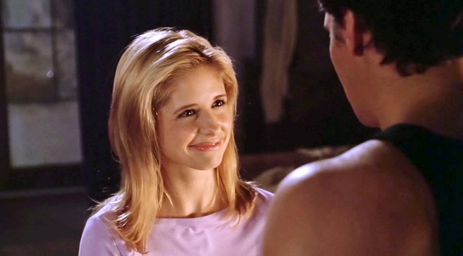 sidoniegab's tweet photo. I get so healed off that buffy smiling at angel https://t.co/Ze0vTA171u