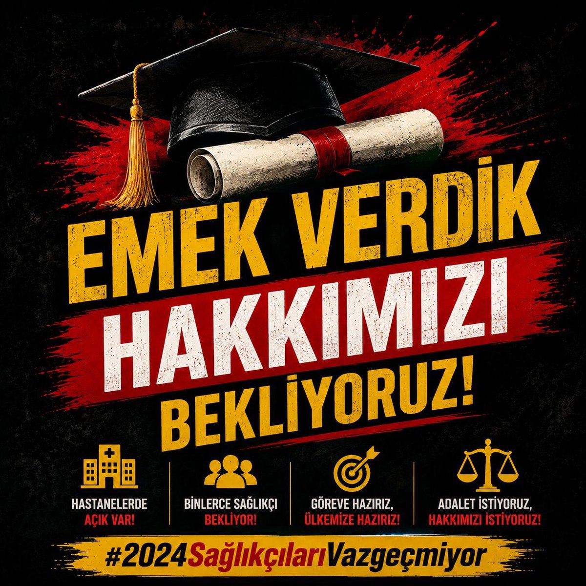 Edasu55karagz's tweet photo. Diploma elimde, KPSS puanım yüksek ama atanamıyoruz. Hastaneler personelsiz çığlık atarken biz kapıda… Bu adaletsizlik değil mi? 
@RTErdogan @tcbestepe @iletisim @dbdevletbahceli @drmemisoglu @saglikbakanligi
#2024SağlıkçılarıVazgeçmiyor https://t.co/GIMl0qtOEQ