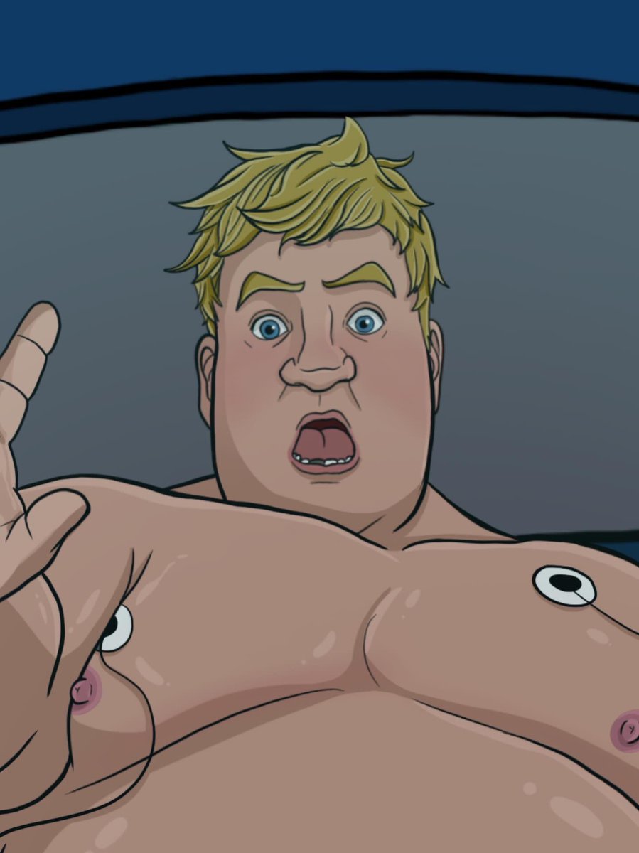 ChubbyDrawer's tweet photo. Now on patreon! Jonesy has made a full recovery after his injury, but the chug juice was a bit too powerful on the nourishment side of things… #maleweightgain #fat #fatart #chubart #gainerart #bigboy #bigbelly #fatter #curvy #tightclothes #rippedclothes https://t.co/A5lVYa2ABH