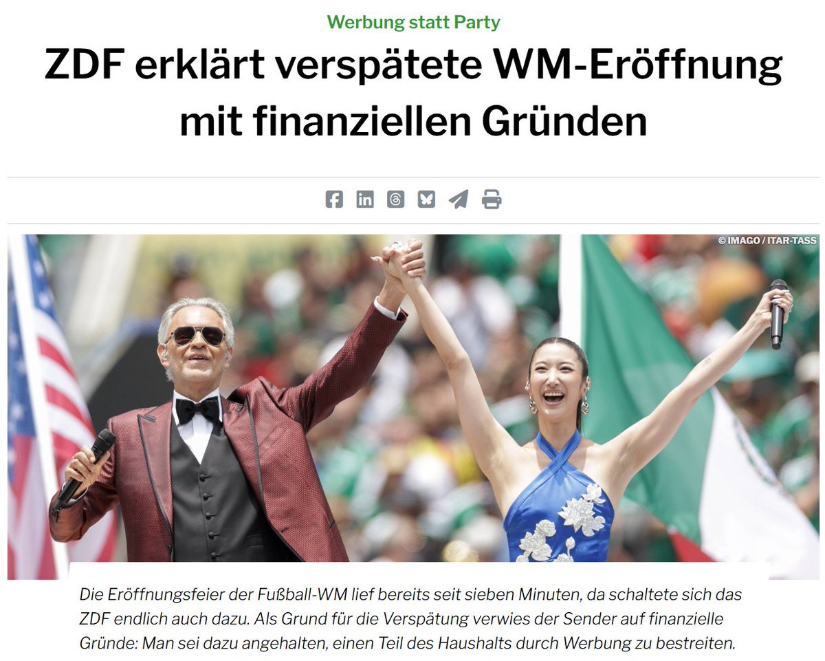 DogSoupIsMagic's tweet photo. Das @ZDF hatte 4 Jahre Zeit, sich Rücklagen aus 10 Mrd Euro zu bilden, um die Eröffnungsfeier der #WM2026 in voller Länge zu übertragen.

Der ÖRR ist nicht reformierbar und braucht einen Neuanfang. https://t.co/7tkBj2NgbO
