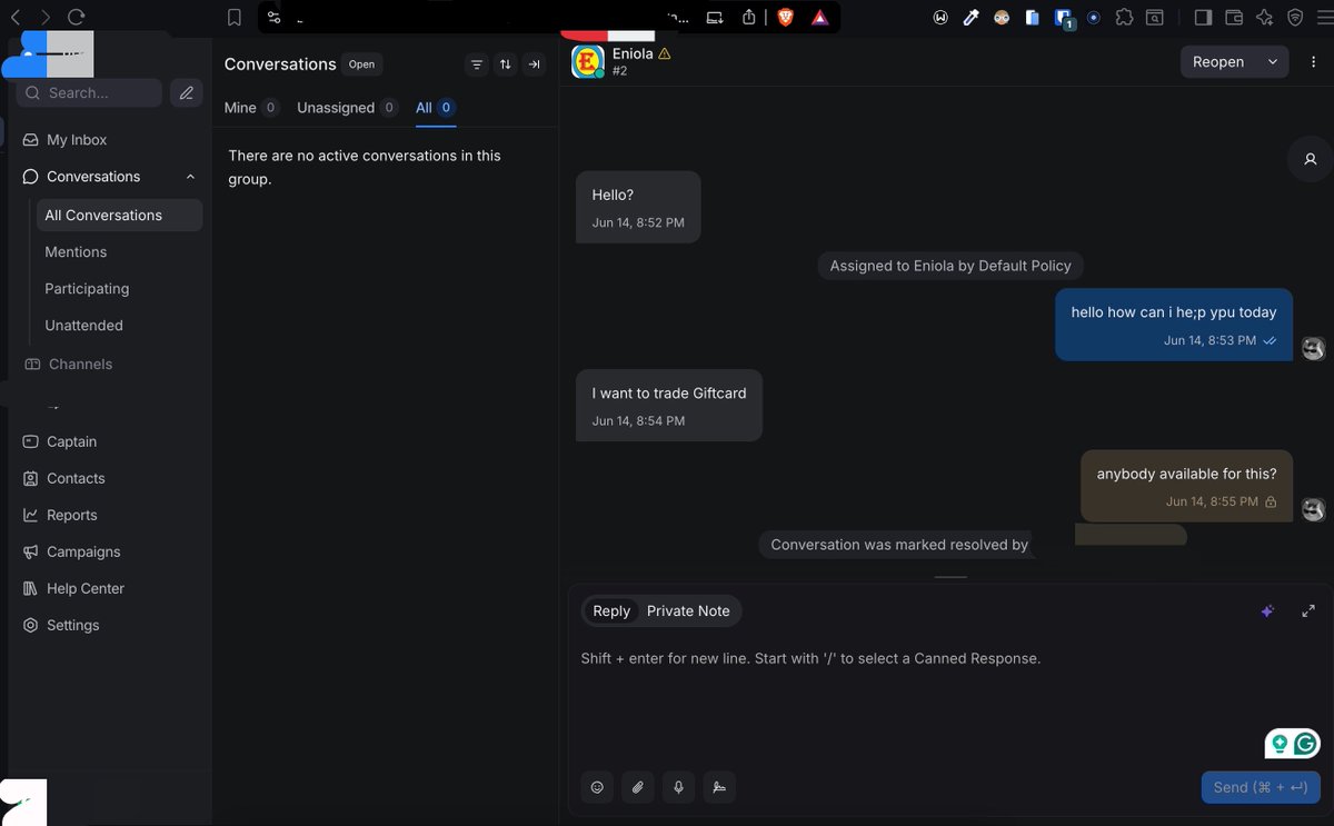 eniola_dev's tweet photo. What I did today as a software engineer 

1. Self hosted a live chat/ticketing  system on my VPS

2. Implement the live chat widget into the mobile app and made it to always pass the user information (email and username) to the live chat widget so the agent has the user info https://t.co/G8ET8ldXlL