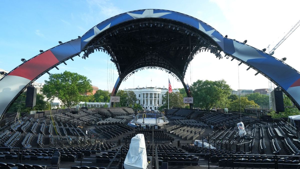 ABC7NY's tweet photo. Trump turns 80 with a showstopping spectacle of cage fights at the White House. But big issues loom https://t.co/JY7H5o9CKa https://t.co/sufmXPVuVb