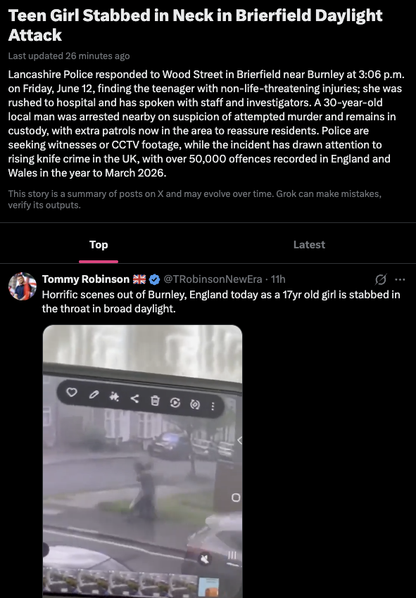 Talhaxmod's tweet photo. A 17 YEAR OLD GIRL IN THE UK JUST GOT FATALLY STABBED IN THE NECK.....

https://t.co/hiBf3e2N5V

- First Henry Nowak
- Then the attempted beheading of Stephen Oglivie
- And now an innocent 17 year old teenage girl....

The teenagers name is yet to be confirmed!

The UK has turned https://t.co/n0seuOBbLl