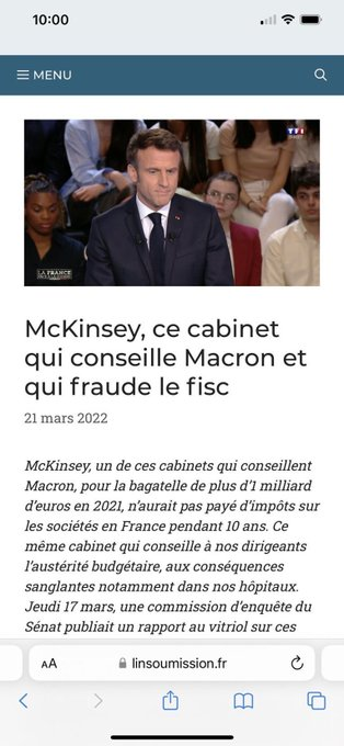 DelormeJul11265's tweet photo. McKinsey, ce cabinet qui conseille Macron et qui fraude le fisc!😳 https://t.co/Ty6xy2qwDa