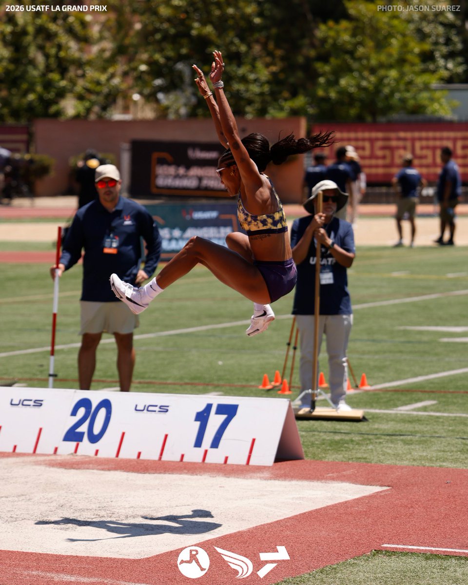 DyeStat's tweet photo. Have a day, Tara. HAVE. A. DAY.

To go alongside her personal best run in the 100m hurdles in 12.47 seconds, Tara Davis-Woodhall jumps a wind legal personal best 7.20m (23-7.50 on her first jump, but wins the overall competition with a wind-aided personal best 7.25m (23-9.5/+3.4 m/s).

Take a bow, queen!

📸: Jason Suarez