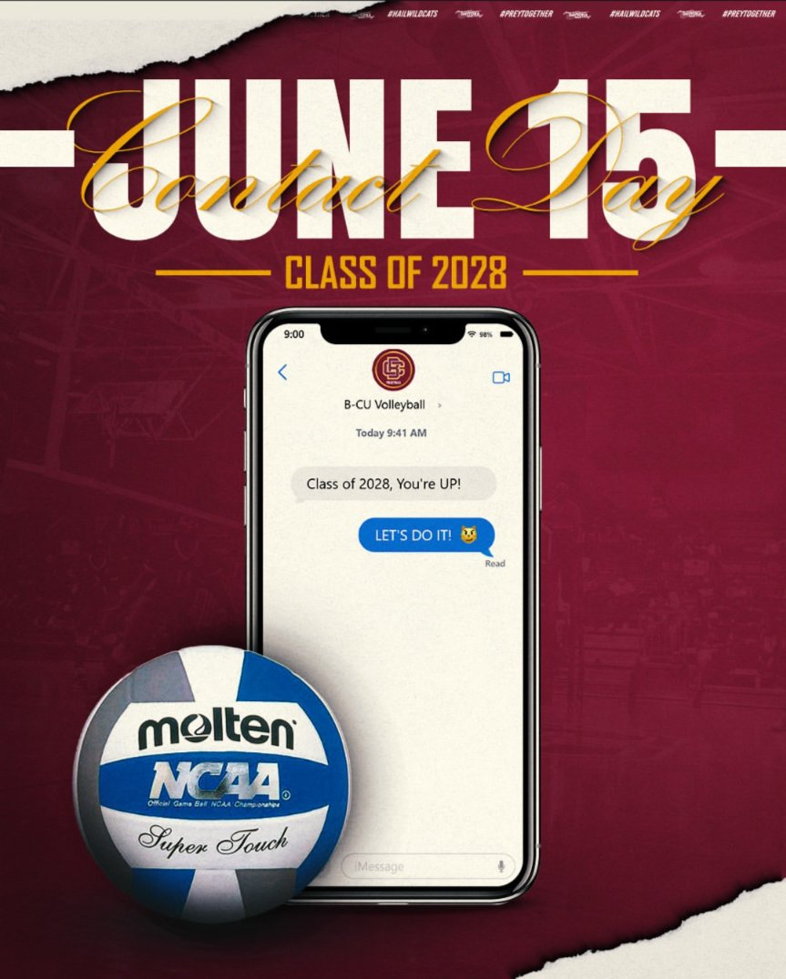 BCUvolleyball's tweet photo. Class of 2028, ARE YOU READY? 😼 🏐 

Talk to you tomorrow. 👀 

#𝙃𝙖𝙞𝙡𝙒𝙞𝙡𝙙𝙘𝙖𝙩𝙨 | #𝙋𝙧𝙚𝙮𝙏𝙤𝙜𝙚𝙩𝙝𝙚𝙧 https://t.co/Kl2JyI3IvO
