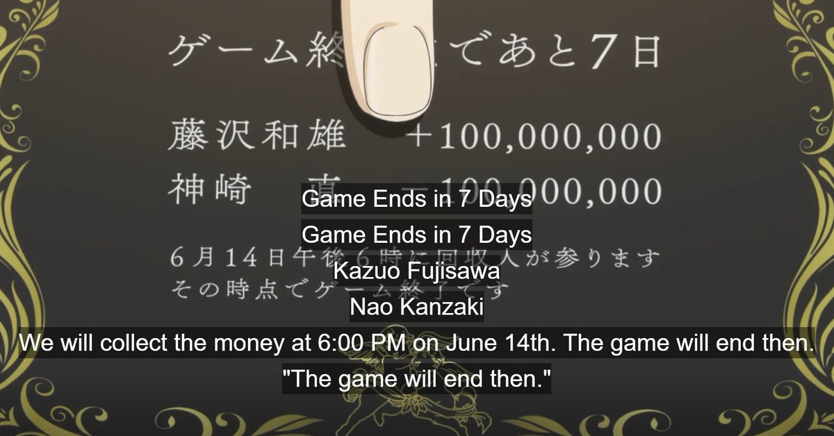 raginghamsterx's tweet photo. the game ends on 6/14 in the Liar Game anime💰 https://t.co/FfjHcil1AV