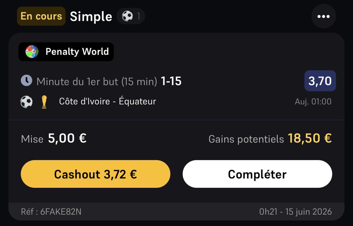 InconitoBet_'s tweet photo. 🔥 PENALTY WORLD - DÉFI 11/104 🌍 

🇨🇮 Cote d’Ivoire - Equateur 🇪🇨 

➡️ Minute du premier but : (0-15) ou (16-30) ou (31-45) @ 3.70/4.20/4.50

❤️ et 🔄 pour le soutien #TeamParieur 

#WorldCup https://t.co/GuIt45jCrT