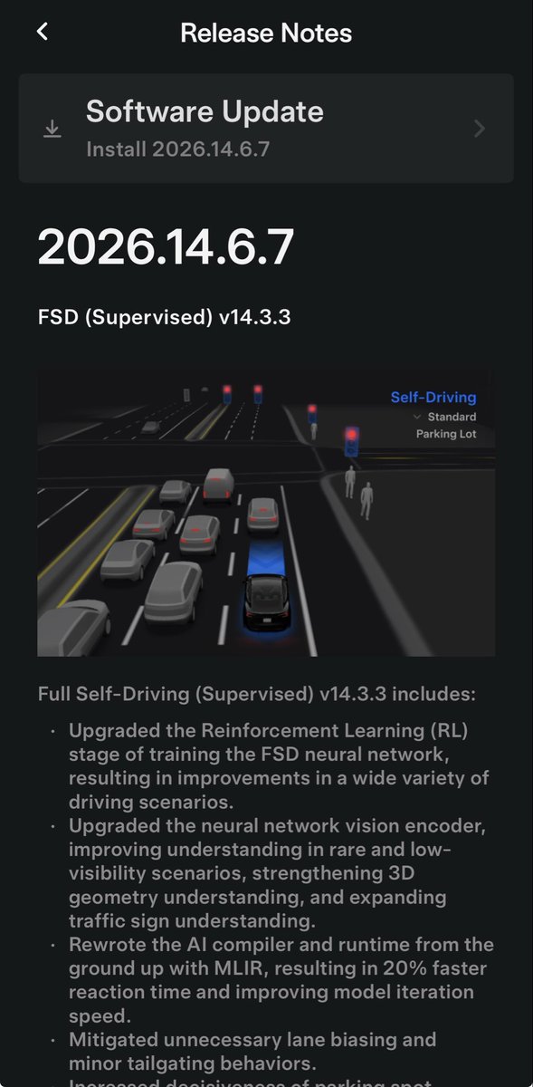 vanhootenizer's tweet photo. Should I install fsd 14.3.3 on my 2024 Model Y 
14.3.2 has been a great build https://t.co/SLAE7aAIrD