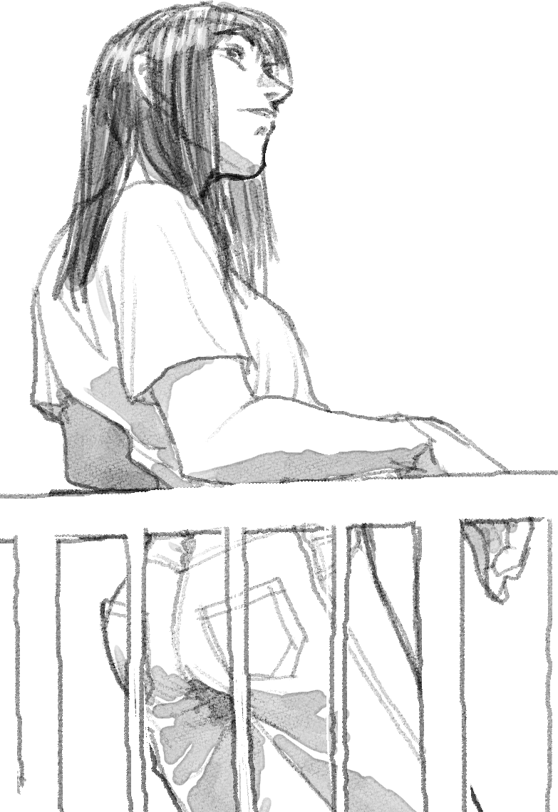 柵を描いたらお尻が隠れた之助 