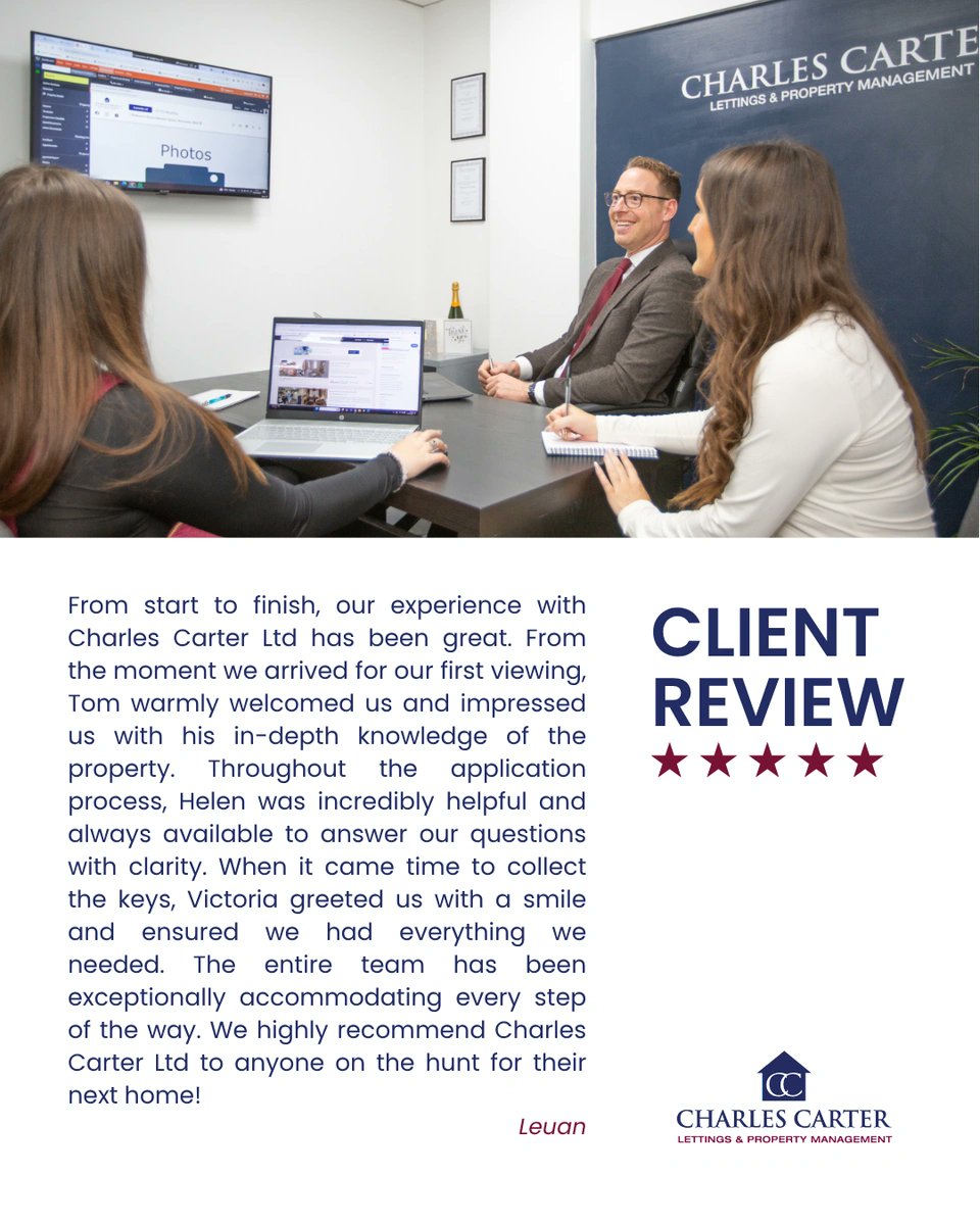 charlescarterL's tweet photo. ⭐⭐⭐⭐⭐
From start to finish, our expert team will handle your tenancy with care and professionalism, so you can relax and enjoy your new home together 🏠🙌🏼
📲 Ready to begin your property journey? Call us on 01684 292154
#TewkesburyProperty #WorcesterProperty https://t.co/AMzj73sU4R