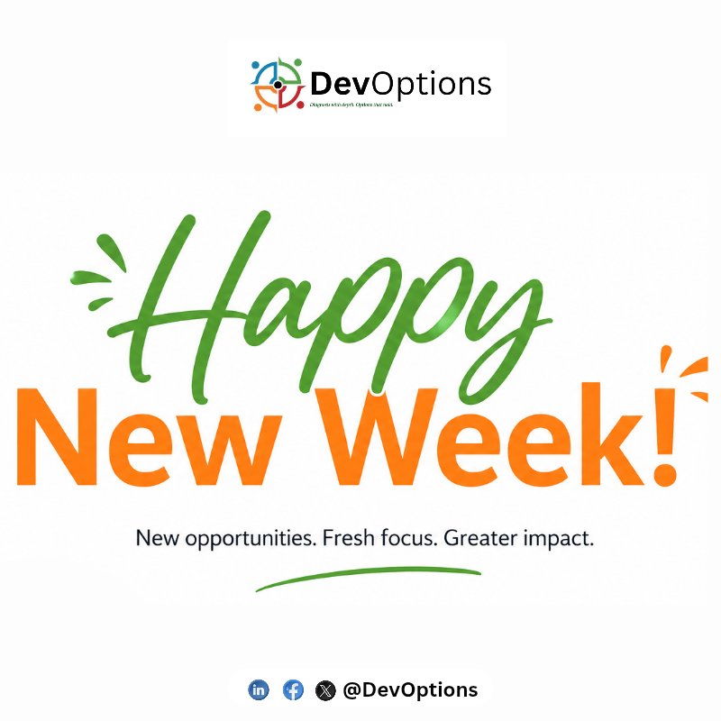 DevOptions_'s tweet photo. Happy New Week

New opportunities 
Fresh focus
Greater impact

#DevOptions https://t.co/8EwAluEpcP