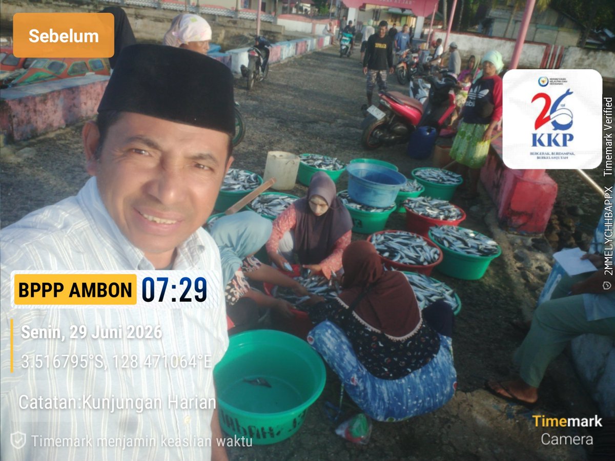 DConsina's tweet photo. Senin 29/06/2026
Syaprudin Latuconsina Luhkan kab Maluku Tengah melaporkan hsl tangkapan bp Leo Manuputty,purse sine ikan kembung 240 kg.Rp.10.000/kg.
#Giatluhkansatminkalbp3ambon #luhkankabmalteng #luhlapor #websitebp3ambon @bppsdm_puslatkp @kkpgoid https://t.co/QN3682ktFJ