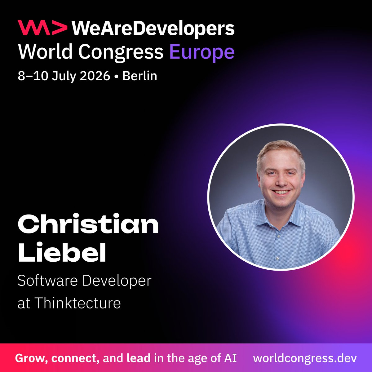 christianliebel's tweet photo. Next week I’ll be on stage at the #WeAreDevelopers World Congress in #Berlin! 🎉

Kicking off Thursday morning (10:10) on Stage 11 with “What's New in Web? 2026 Edition”—a tour through the latest web platform features.

🌐 https://t.co/zVMQVhVYAY

 @WeAreDevs https://t.co/JddAfJfdmr