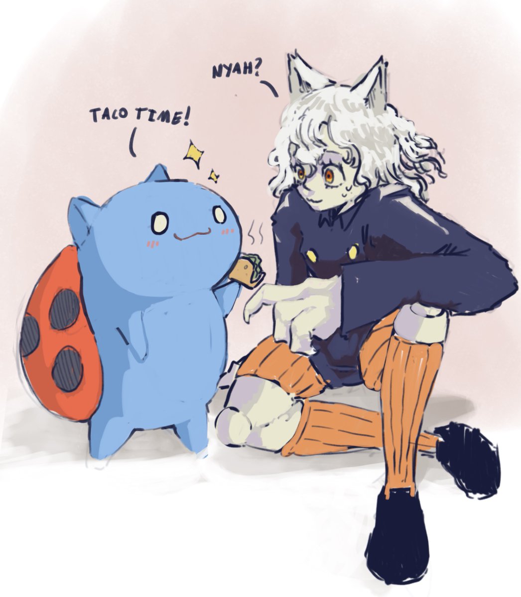 Herbal_Chai_Tea's tweet photo. two catbugs meet 
.
.
#pitou #hxh #bravestwarriors #catbug #fanart #neferpitou #art #illustration #sketch https://t.co/iyNdTvZtXI