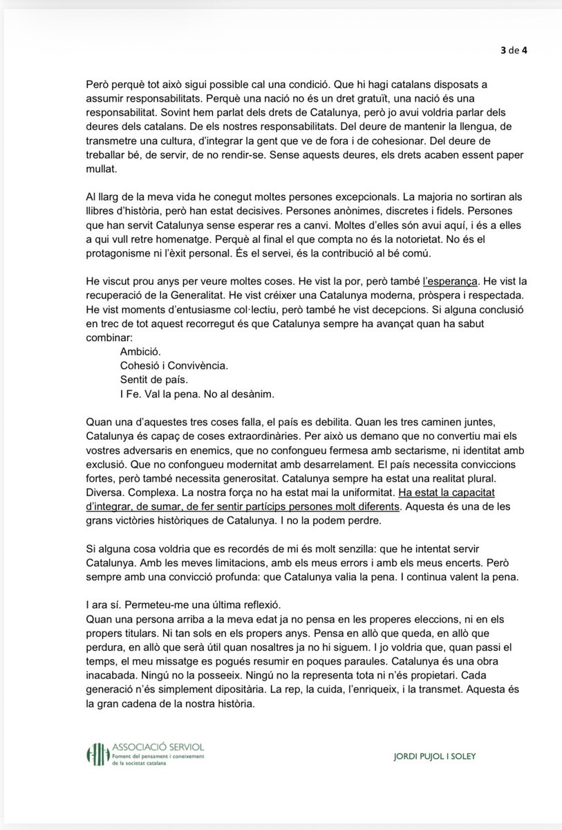 peremarticolom's tweet photo. 📰El discurs del president Pujol de Planoles frena qualsevol intent del PSC d’apropiar-se de la seva figura amagant el seu nacionalisme i a la vegada és una esmena a la totalitat al discurs xenòfob d’Aliança Catalana. Aquí podeu llegit el text íntegre: https://t.co/QdLfVJN60d