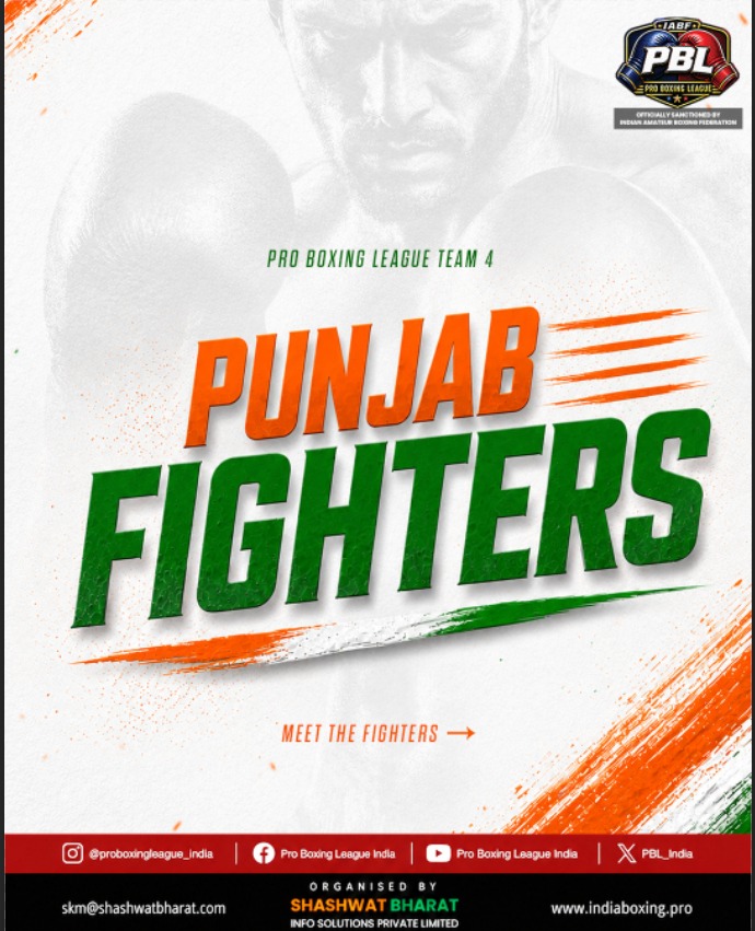 PBL_India's tweet photo. North zone is in the house. 🥊⚔️

Presenting — Punjab Fighters.

Born to fight. Built to win.

PBL 2026 starts July 6. 🔥

📍 Talkatora Stadium, New Delhi

#PunjabFighters #PBL2026 #IndianBoxing https://t.co/6agDrdCAin