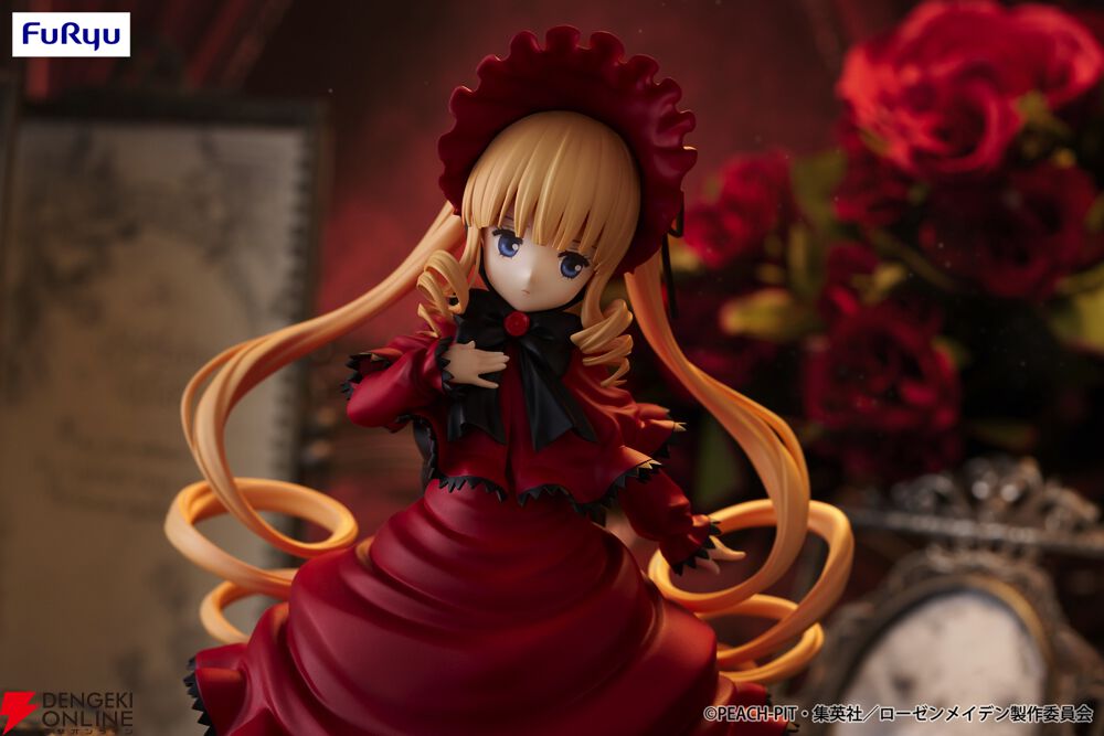 dengekionline's tweet photo. 🌹『ローゼンメイデン』より第5ドールの真紅がフィギュア化！🌹
https://t.co/1xCWZ5SEd6

👗気品溢れる美しいドレス姿や、ダイナミックになびく金髪の縦ロールヘアが超ハイクオリティに再現✨
フリルが綺麗なボンネットなど細部の造形も必見！
🌹気高い彼女をぜひお部屋にお迎えして🌹 https://t.co/Bybin1A5na