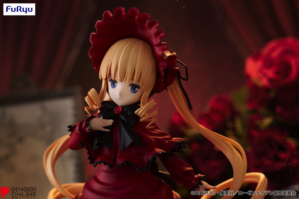 dengekionline's tweet photo. 🌹『ローゼンメイデン』より第5ドールの真紅がフィギュア化！🌹
https://t.co/1xCWZ5SEd6

👗気品溢れる美しいドレス姿や、ダイナミックになびく金髪の縦ロールヘアが超ハイクオリティに再現✨
フリルが綺麗なボンネットなど細部の造形も必見！
🌹気高い彼女をぜひお部屋にお迎えして🌹 https://t.co/Bybin1A5na