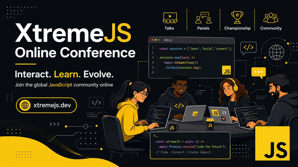 xtremejsconf's tweet photo. XtremeJS will take place on November 10, 2026. If you still haven't submitted your proposal, this is the time.
https://t.co/qOB9qdqTKO

#js #conference https://t.co/kCsXcnsTaE