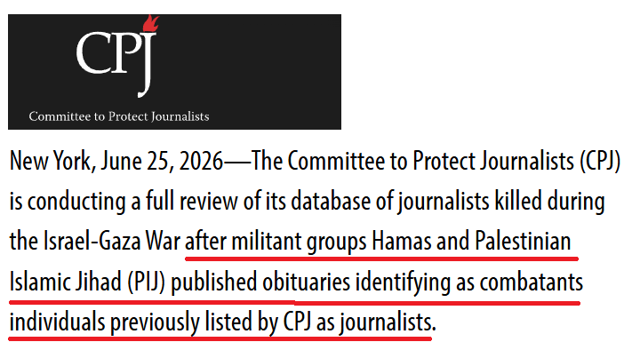 IsraelMFA's tweet photo. It's official: Even The Committee to Protect Journalists  @pressfreedom admits it. 

Gaza "Journalists" = Hamas &amp; Palestinian Islamic Jihad Terrorists
https://t.co/trIW2zut04 https://t.co/wyhMRtEQtW