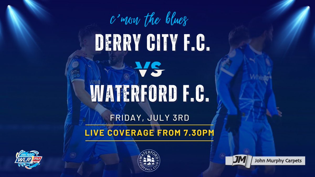 wlrfm's tweet photo. ⚽️ @WaterfordFCie are back on the road this Friday night to The Ryan McBride Brandywell Stadium as they take on Derry City FC.
🎙️ We will bring you all the action from 7.30 pm with the commentary team of @rayscott353 & Tommy Griffin, thanks to John Murphy Carpets.

https://t.co/unl85MC6XG