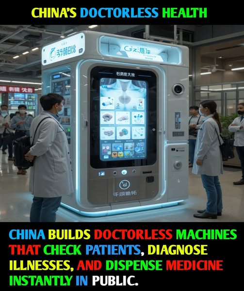 Rainmaker1973's tweet photo. China has introduced AI-powered health kiosks that operate entirely without human doctors. These advanced booths scan vital signs, conduct basic tests, and use AI to diagnose common illnesses within minutes.

Each unit includes sensors, cameras, and automated dispensers for over-the-counter medicines. Patients step inside, input symptoms, and receive instant prescriptions or referrals to hospitals if needed.

Deployed in metro stations, shopping centers, and rural areas, these kiosks offer 24/7 access to healthcare, bridging the medical gap in underserved regions. Experts believe they represent a major leap in automated public health technology.