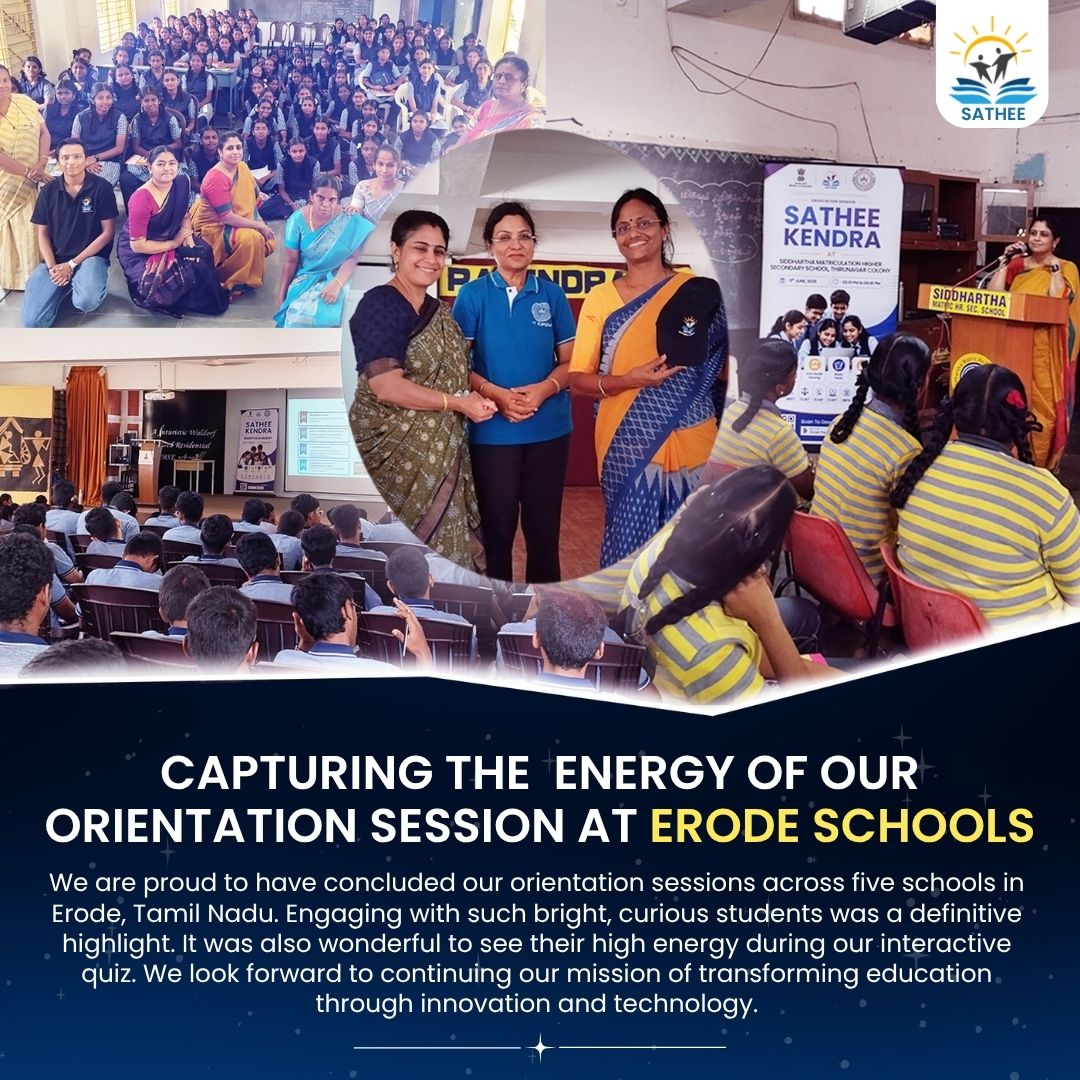 SATHEE_IITK's tweet photo. Transforming education through interactive learning: SATHEE successfully concludes its orientation sessions across five schools in Erode, Tamil Nadu🎓✨
@EduMinOfIndia @IITKanpur @cbseindia29
#education #StudentOrientation #TamilNadu #interactivelearning #StudySmart #students https://t.co/IaLlisaPBN