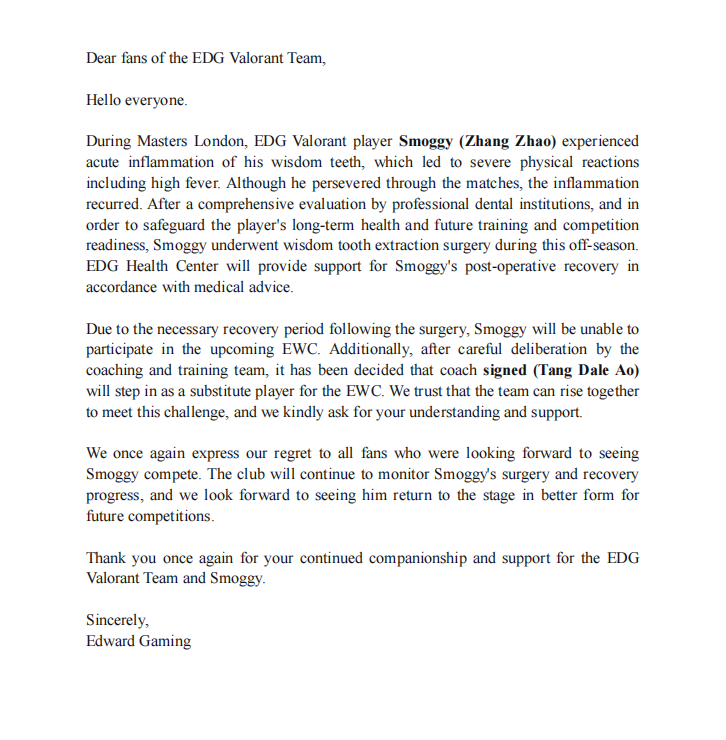 EDG_Edward's tweet photo. [ANNOUNCEMENT]
#edg #EWC26 https://t.co/42Hd3oDuR6