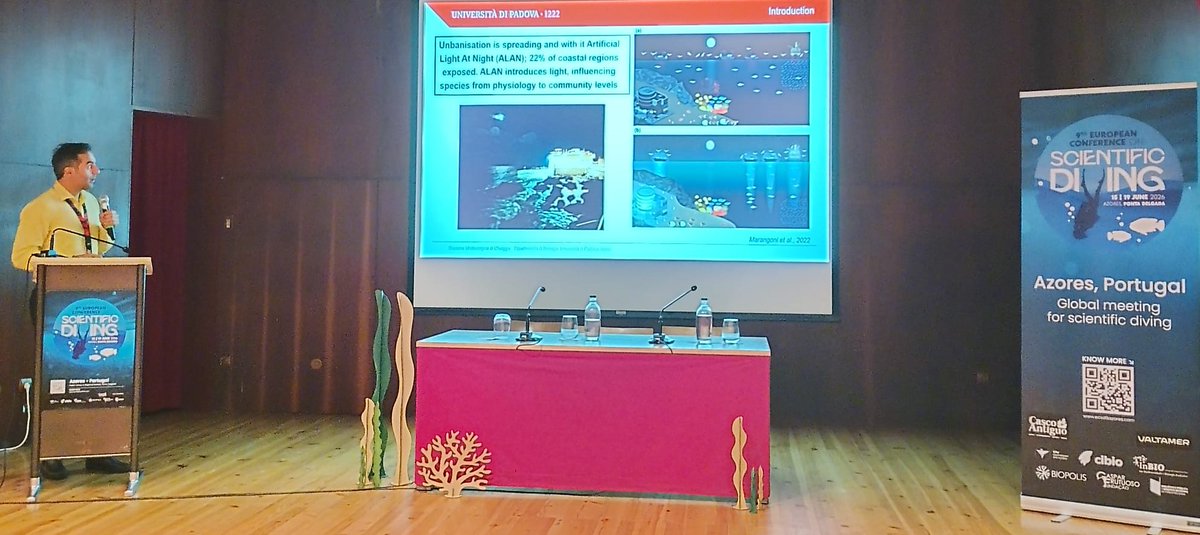 DiBio_UniPD's tweet photo. Just back from the #ECSD9 in the Azores!Amazing experience presenting our research on scientific diving. Proud to showcase Stazione Idrobiologica di Chioggia [@UnipD] — a unique facility for marine research at University of Padova
#ScientificDiving #MarineResearch #UniPD #Azores https://t.co/SCqWxREwuB