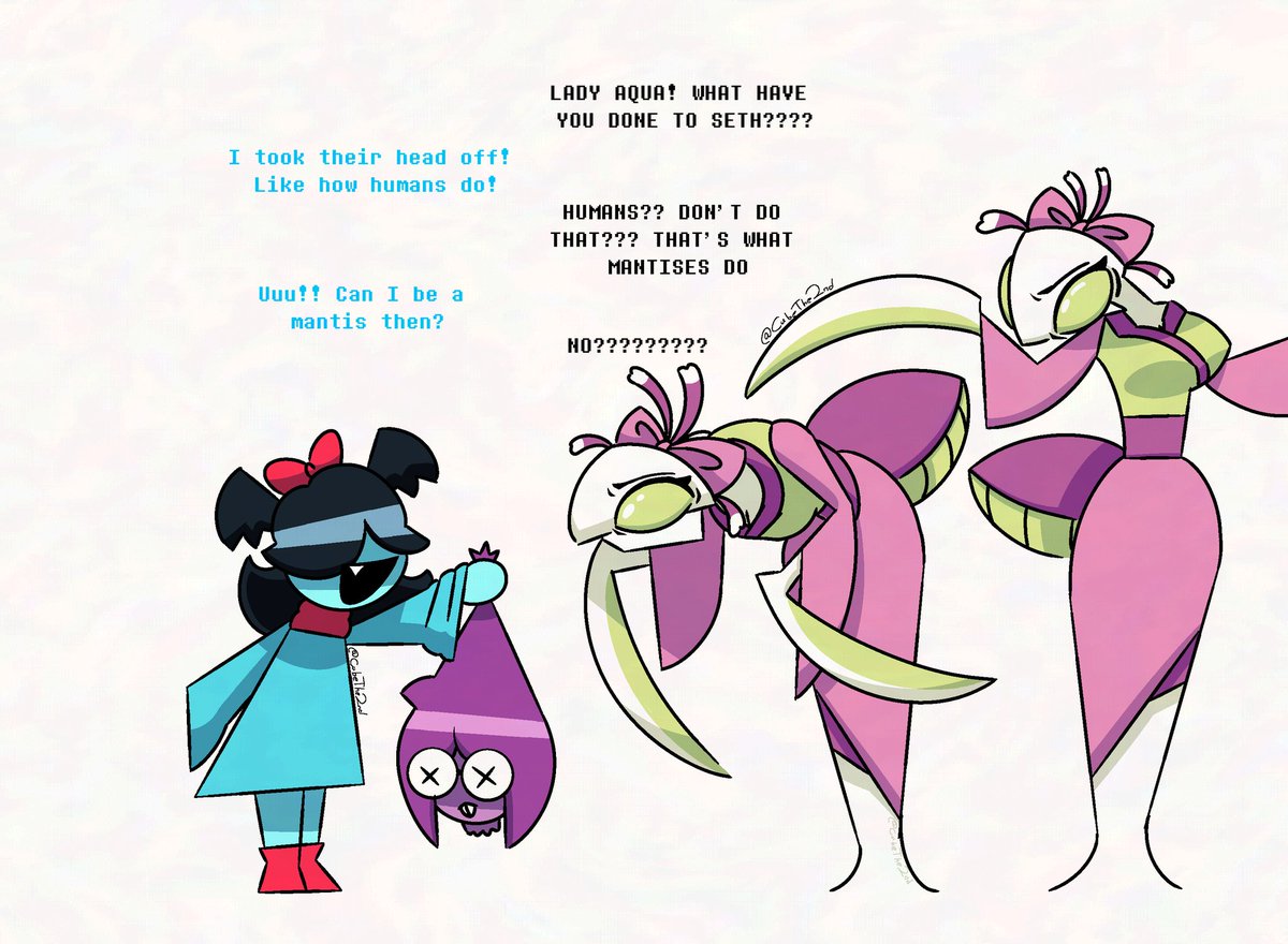 CubeThe2nd's tweet photo. Aqua made a little mistake (Seth is fine, don't even worry about them)
#DELTARUNE #deltarunespoilers https://t.co/iJnPGlVzxg
