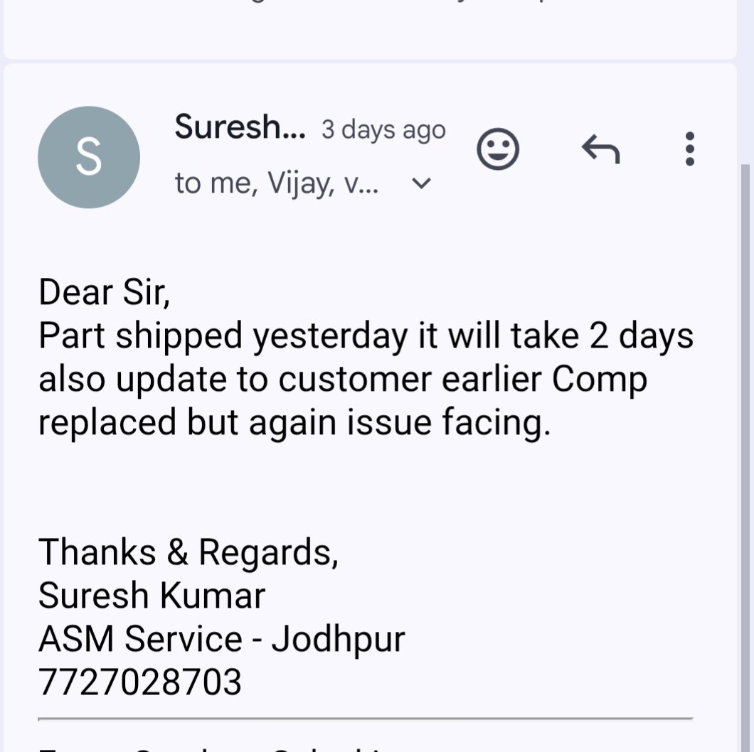 SandeepSol24073's tweet photo. @myvoltas Dear Voltas, my water cooler complaint is still unresolved despite repeated follow-ups and false assurances.
SR: 26050832167 | NCH: 9585869
Resolve it immediately, or I will approach the District Consumer Disputes Redressal Commission. https://t.co/1v5jUrInHZ