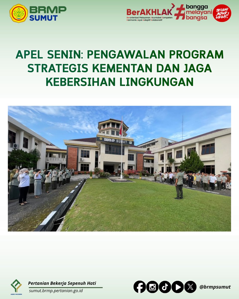 brmpsumut's tweet photo. Horas #SobaTani
Apel Senin BRMP Sumut fokus pada pengawalan Program Strategis Kementan dan jaga kebersihan lingkungan.
#BRMP #SUMUT #Kementan https://t.co/bmtYDwDvzm
