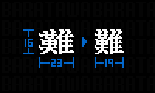 baratawa's tweet photo. #PixelArt #font ドット絵フォント       
「難」のリメイク。  「むずかしい」 https://t.co/G62ePL9Xa5