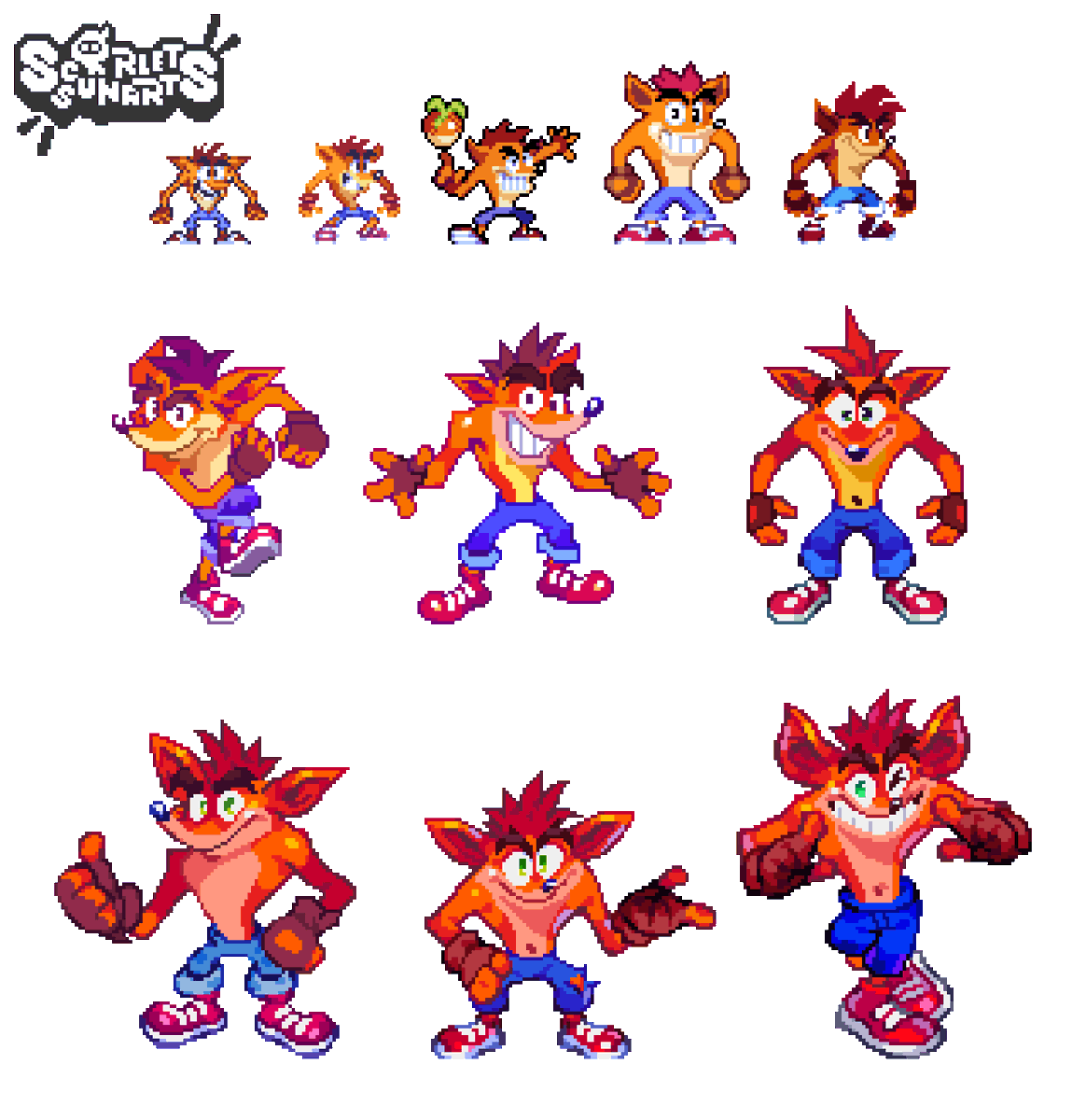 ScarletSunArts's tweet photo. Crash Bandicoot as far as the eye can see🥭
#CrashBandicoot #Pixelart https://t.co/BqVsaOaOJU