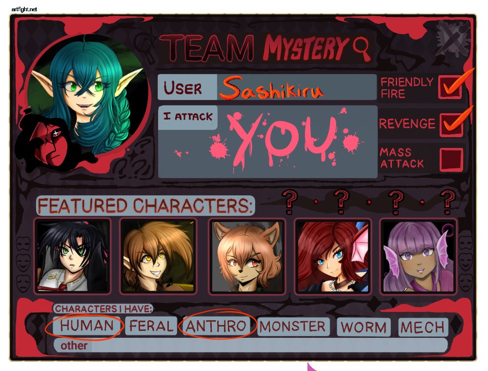 Sashikiru's tweet photo. This will be my 2nd Art Fight. Very Excited! Come follow and attack me hehe x3 #artfight https://t.co/CWEdc2DlH0