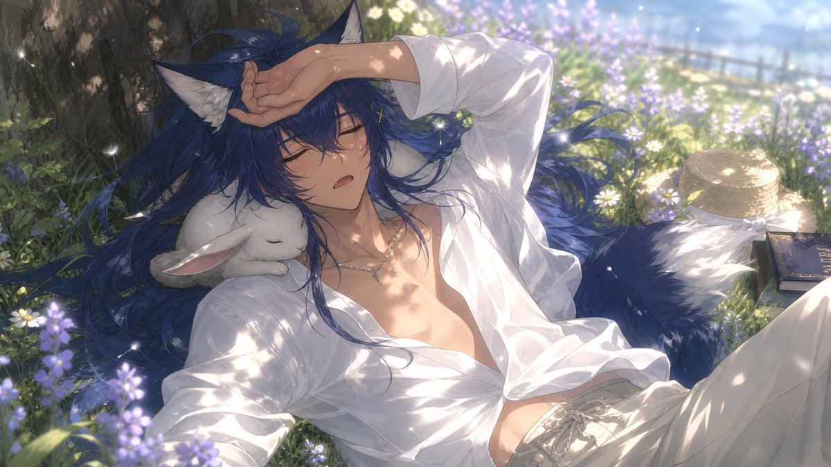 Wolf Boy Summer Meadow Nap