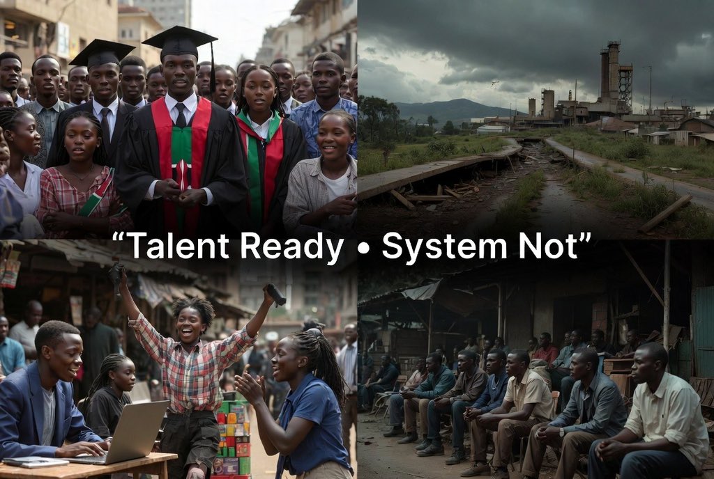 Fixers_Ke's tweet photo. Kenya’s biggest crisis isn’t just unemployment.  
It’s wasted human potential.  

Hundreds of thousands of sharp, hardworking young people grinding every day — yet stuck in a system that rewards connections over competence.  

Our taxes build roads that don’t create jobs.  
Our education produces graduates with no pathways.  
Our counties have budgets but no real economic engines.  

This generation isn’t lazy.  
We’re locked out of a broken structure.  

Quote this with one thing your county needs to fix first.  

#FixKenya #2027