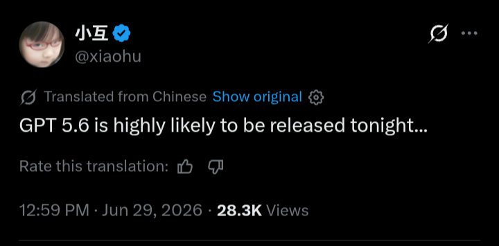 Ananth7e's tweet photo. GPT-5.6 isn't releasing today.

good luck with the hopium. https://t.co/h7XwJe7dDs