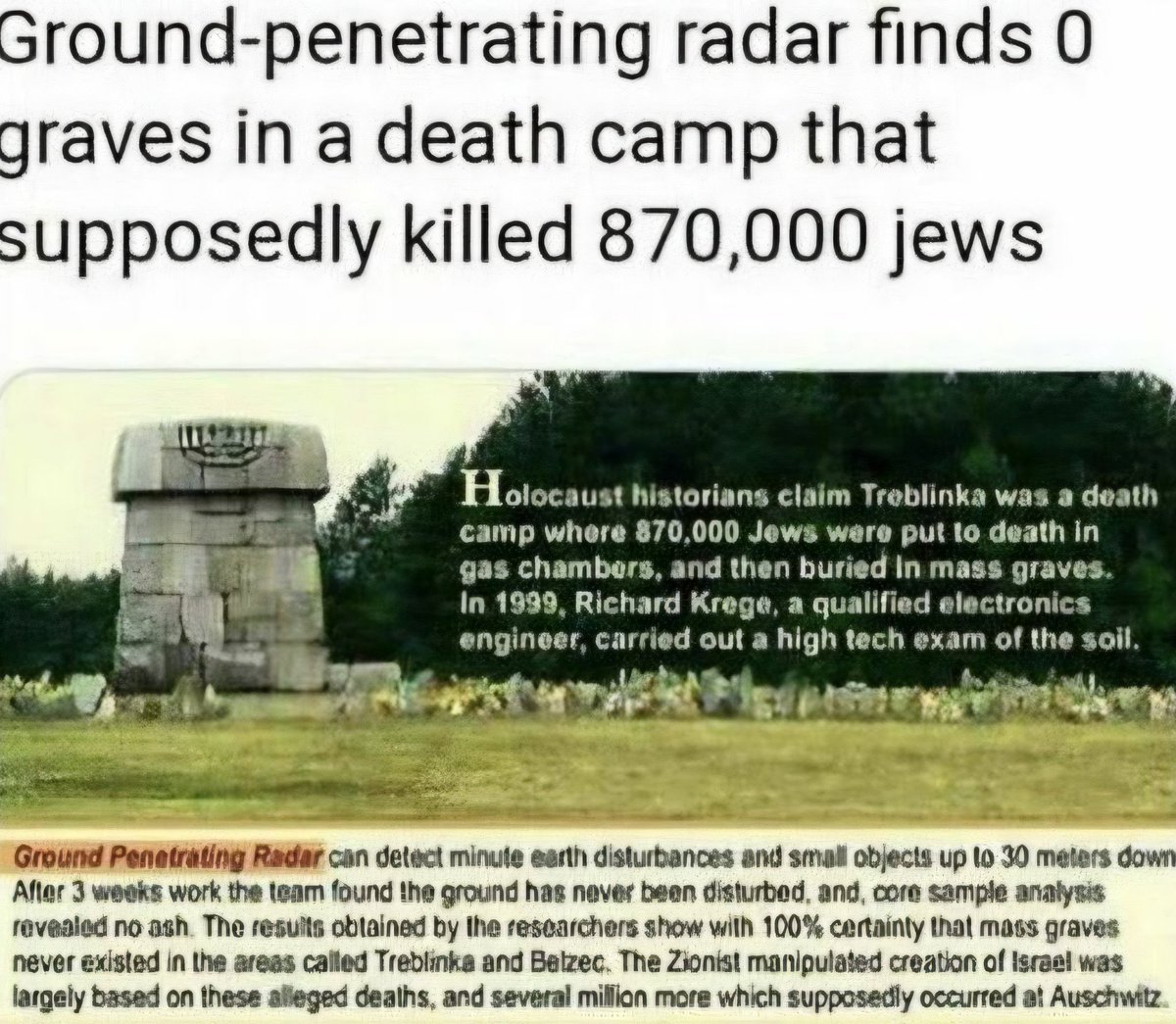 MulaMule300's tweet photo. Isn’t it interesting that high-tech technology isn’t able to find any burials in a place that supposedly had 870,000?

While archeologists can find a single body, guided only by the Bible, using basic tools without modern technology.

Draw your own conclusion. Question everything https://t.co/Fj2JwnIq3c