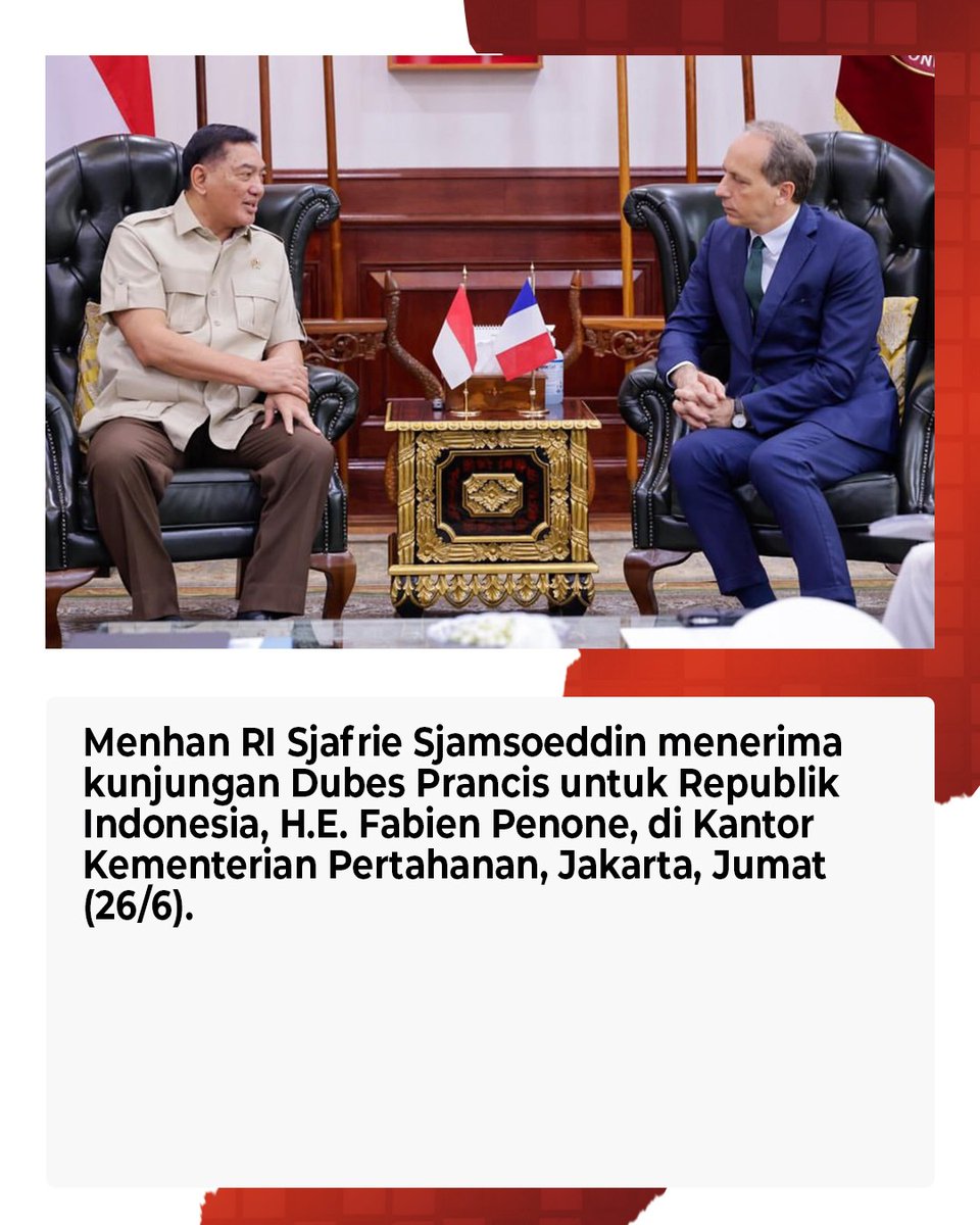 mediapakss's tweet photo. Menhan Menerima Kunjungan Dubes Prancis Bahas Modernisasi Alutsista dan Pengembangan SDM Pertahanan. 

@Kemhan_RI  @sjafriesjams 

#kemhanri #sjafriesjamsoeddin #indonesiaprancis #indonesiamaju https://t.co/4XUtWfKyaf