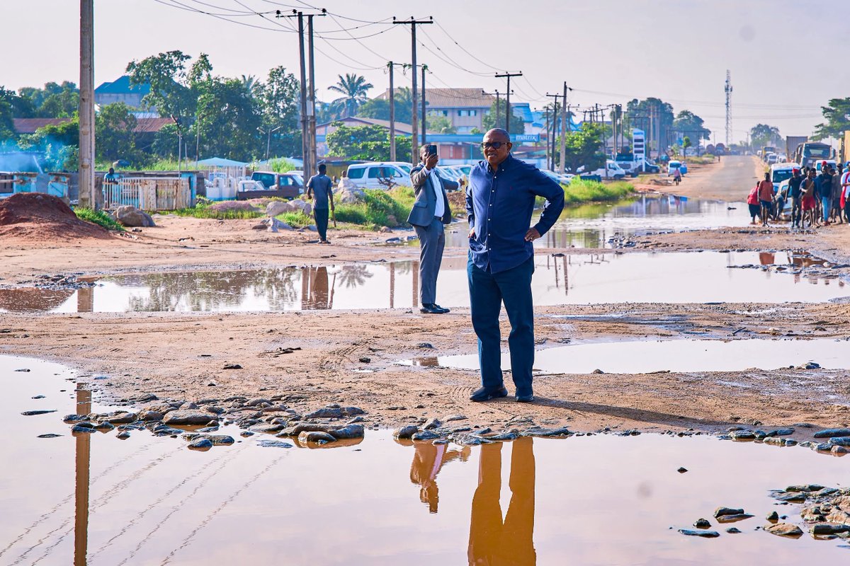 NigeriaNDCHQ's tweet photo. The Presidential candidate of our party, His Excellency Mr. Peter Obi, CON, has bemoaned the deplorable condition of Nigeria’s road network.

Our candidate emphasised that it is pertinent for the ruling party and its leaders to refrain from initiating new road construction projects until they have thoroughly rehabilitated and maintained our existing road network.

We completely agree with this position and are calling on the ruling government to, as a matter of urgency, repair all our major roads and stop subjecting Nigerians to unnecessary suffering and hardships.