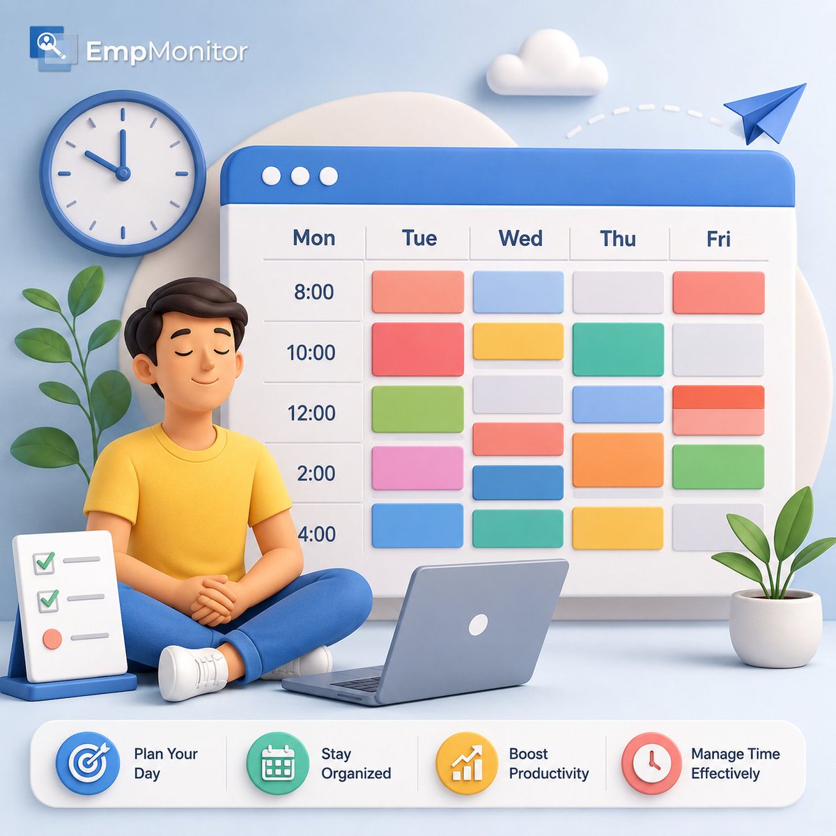 EmpMonitor's tweet photo. Stop letting tasks stretch endlessly. Timebox your day to focus, finish more, and reduce decision fatigue.
Use EmpMonitor to track your actual time and improve productivity: https://t.co/BvX7TTYTlP
#EmpMonitor #Timeboxing #Productivity https://t.co/Mwk3fCPBjI