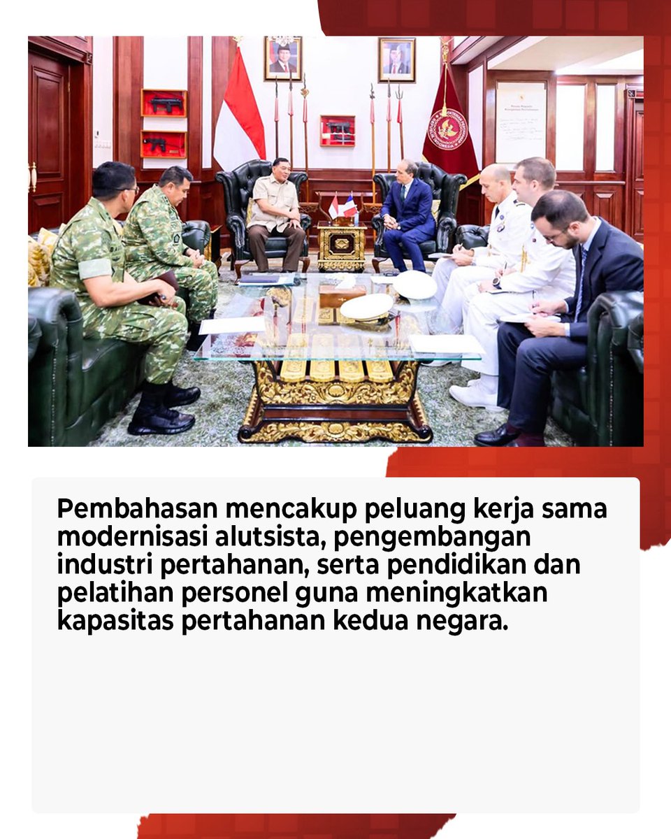 mediapakss's tweet photo. Menhan Menerima Kunjungan Dubes Prancis Bahas Modernisasi Alutsista dan Pengembangan SDM Pertahanan. 

@Kemhan_RI  @sjafriesjams 

#kemhanri #sjafriesjamsoeddin #indonesiaprancis #indonesiamaju https://t.co/4XUtWfKyaf