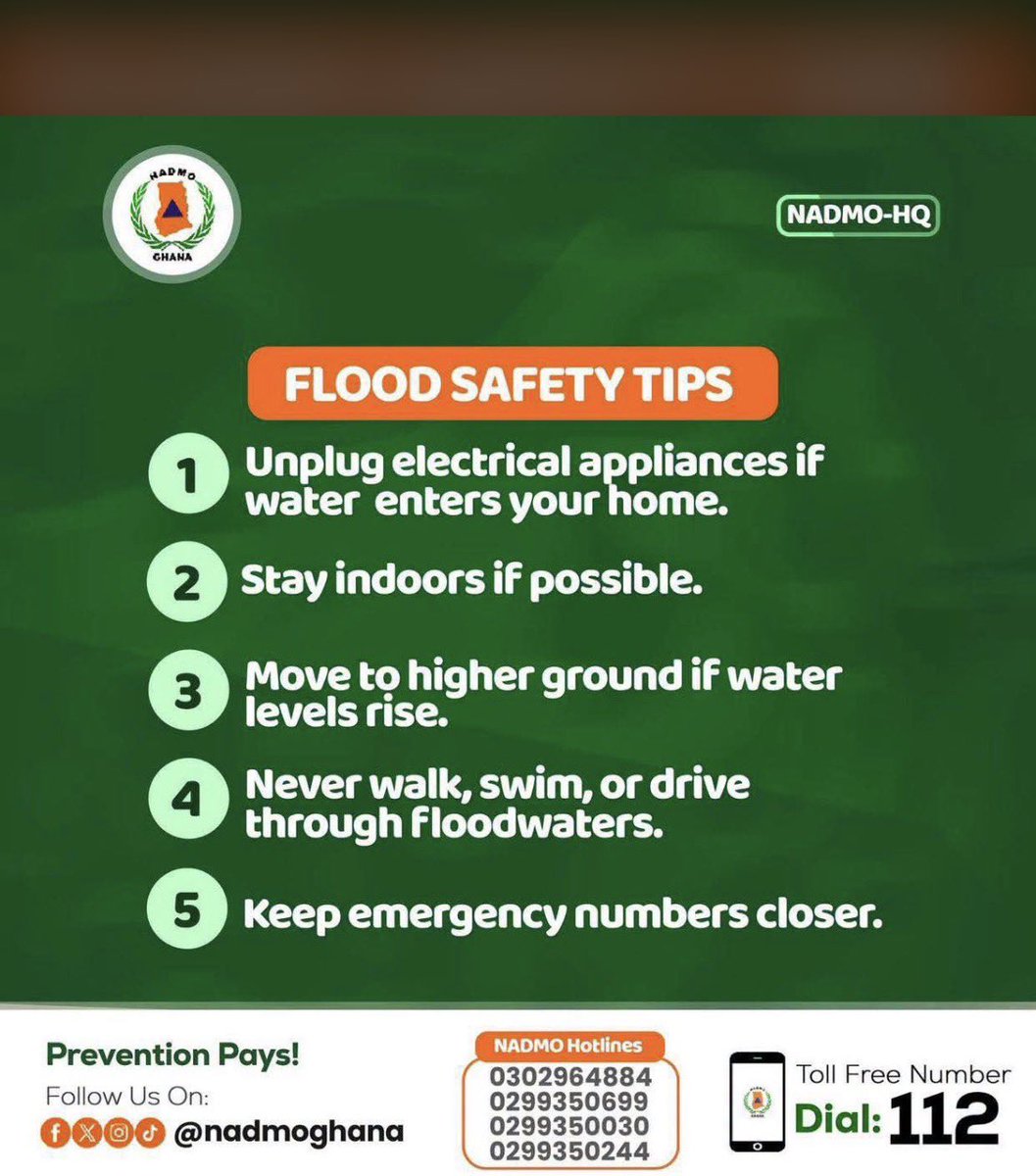 DFaWSAGh's tweet photo. Take note and contact NADMO on 112 if you need any help.

#accrafloods
#DeFloodGhana https://t.co/cAGzDgcnGo
