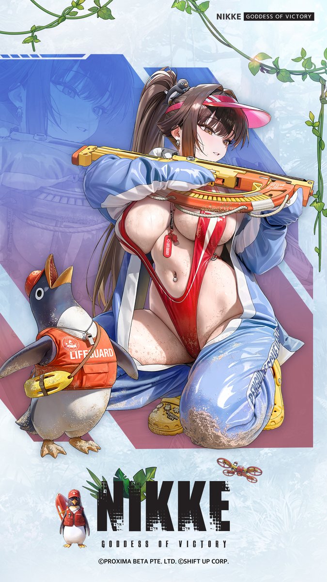 NIKKE_en's tweet photo. 【NIKKE PROFILE - Marciana: Marine Study】

Embarrassed by the revealing swimsuit her students have prepared for her, she wears her favorite penguin outfit over it. 

"Um... Could you please not call me a penguin?"

#MarcianaMarineStudy https://t.co/fBmvmVagWV