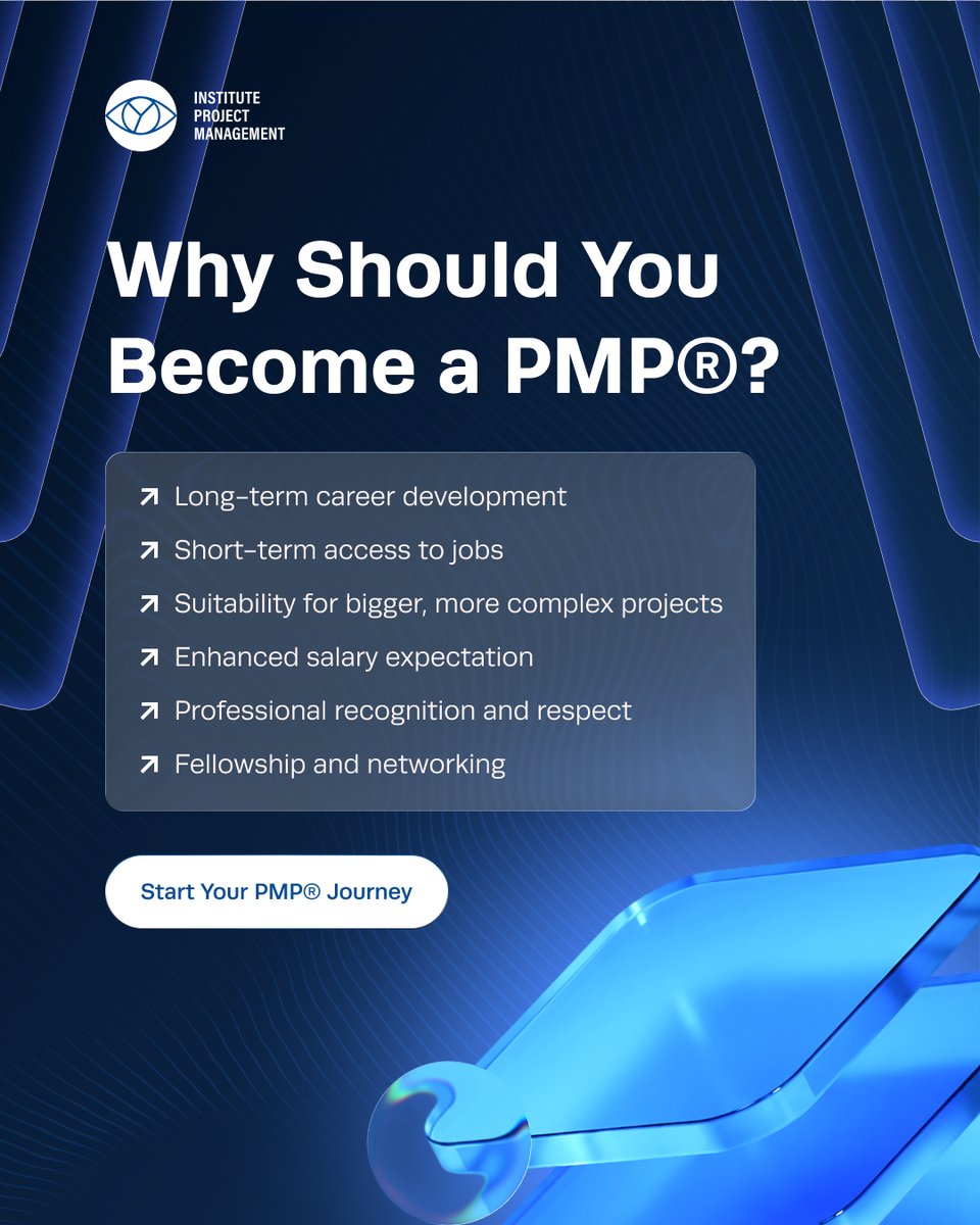 ProjectMgmtInst's tweet photo. Why should you get PMP certified? Because top companies trust certified project managers to deliver results. Start your journey today: https://t.co/sHf0YpQkAx 

#projectmanager #pmp #projectmanagementprofessional https://t.co/VuZ3HdQhls
